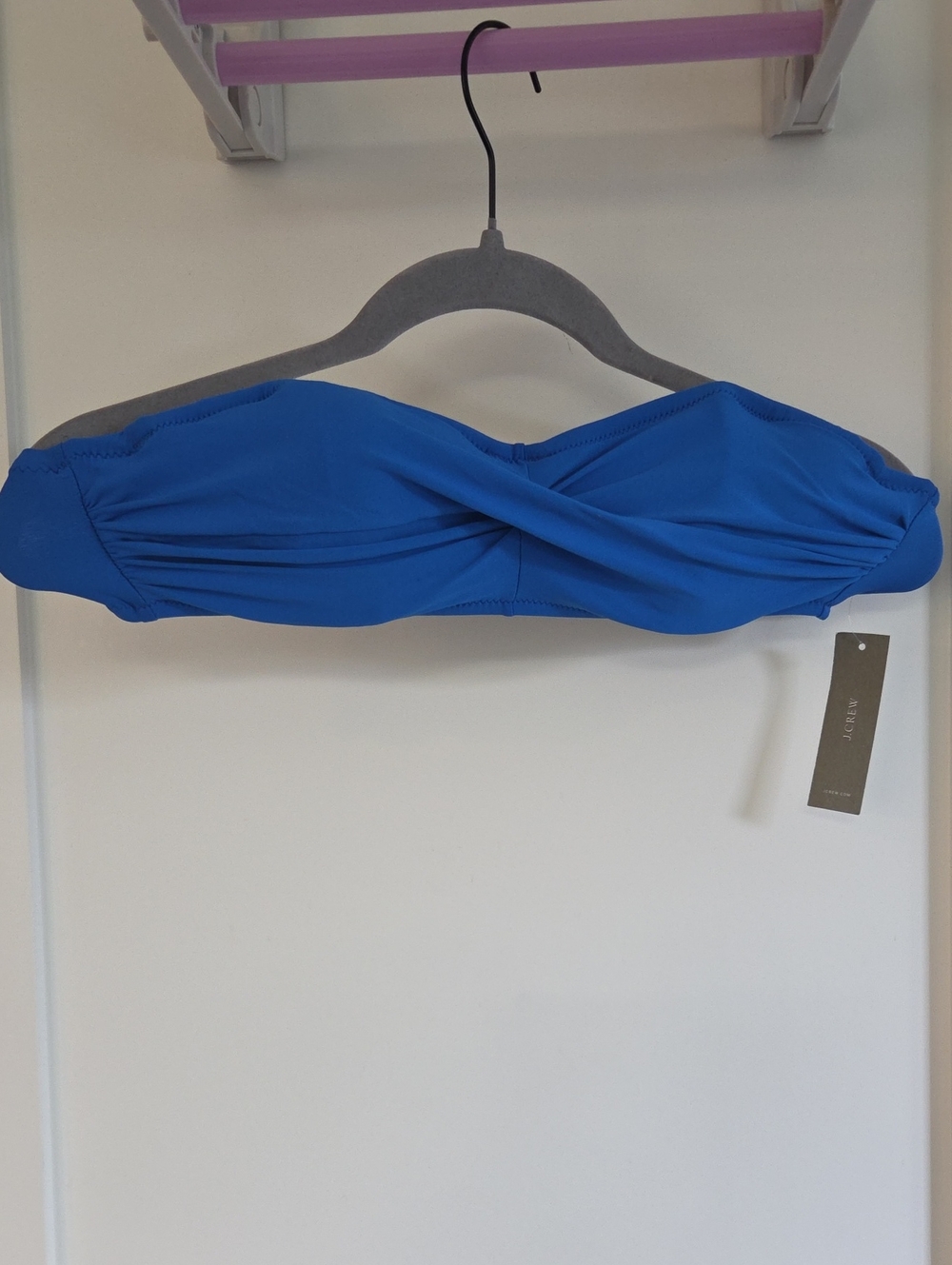 J. Crew Cobalt Twist-Front Strapless Bikini Top